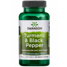 Swanson uztura bagātinātājs Turmeric & Black Pepper (kurkuma ar melnajiem pipariem), 60 kaps.